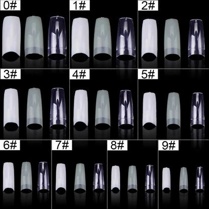Nail Capsules 500pcs/Box Artificial Nail Tips Full Cover Nails Tips Acrylic Transparent Nail Capsules French Manicure False Nail Good Vibrations