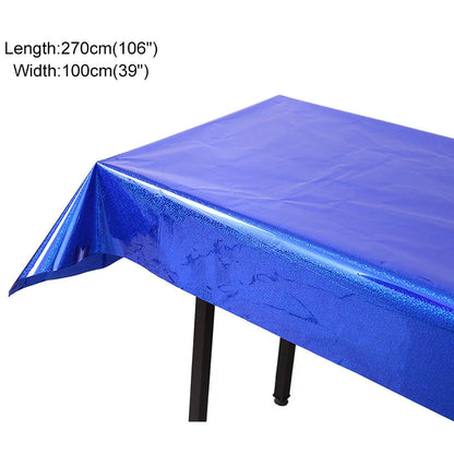 Disposable Party Glitter Table Cloth Birthday Rectangular Tablecloth Wedding Birthday Table Cloth Rectangular PVC Waterproof Good Vibrations