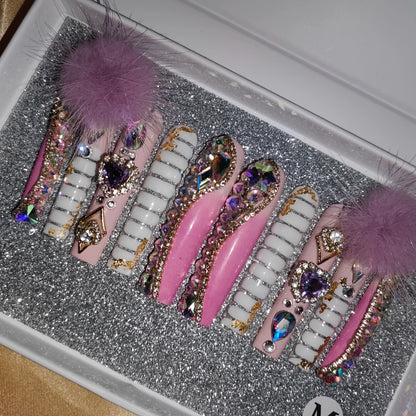 High Quality Multiply Designs 3D Handmade Customize Salon Press on Nails Acrylic Materials Set Good Vibrations