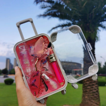 2022 Base Private Label Vendor Custom Glitter Kids Vegan Set Wholesale Fruit Oil Lip Gloss Mini Suitcase for Lipgloss Good Vibrations