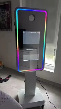 Travel Case Pack DSLR Selfie Photo Booth Shell Wedding Party Supply Mirror Photo Booth with LCD Touch Screen Computer Good Vibrations