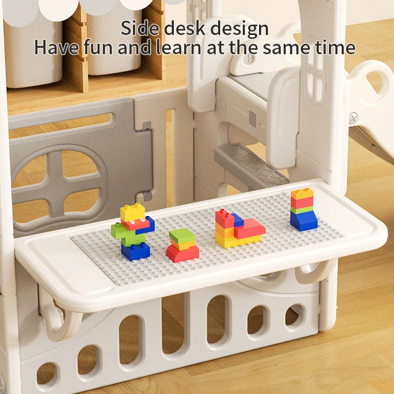 Feelbaby Indoor Playground Equipment White Plastic Toy Set Swings Slide for Kids for Home Garden Shopping Malls Playhouse Good Vibrations