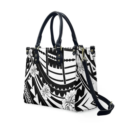 Customized Luxury Leather Women Handbag Hawaii Tribal Polynesian Tattoo Print Pu Leather Purse Shoulder Bag Lightweight Tote Bag Good Vibrations