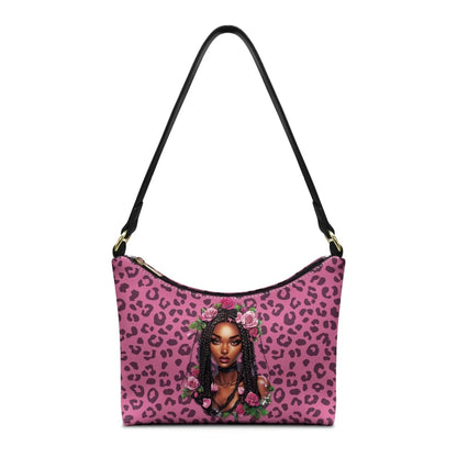 Nice Purple Flowers Birds Print Women's Single Shoulder Bag Fashionable Underarm Design Zip Portable All-Match Mother's Day Gift Good Vibrations