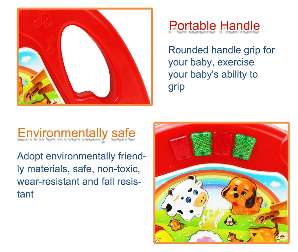 Baby Musical Toy with Animal Sound Kids Piano Keyboard Electric Flashing Music Instrument Early Educational Toys for Children Good Vibrations