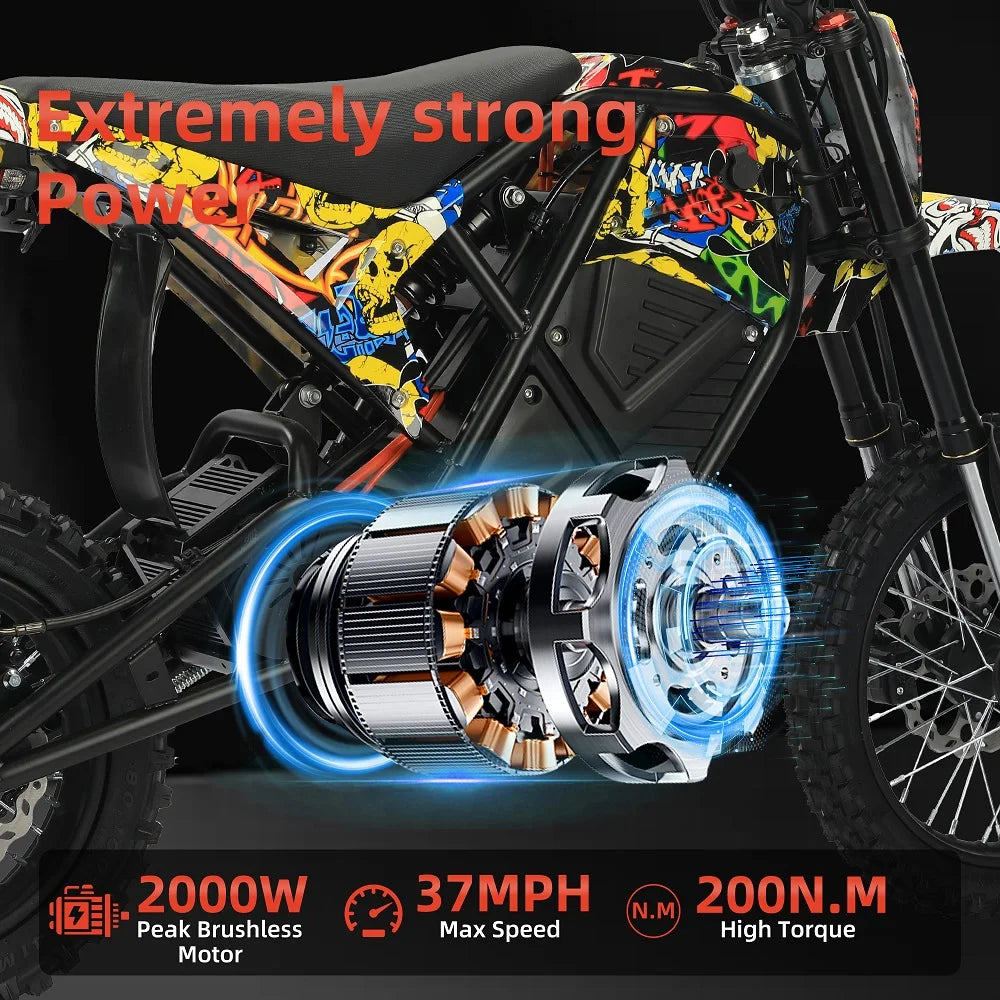 2000W Electric Bike US 3-7 Delivery BMS 45miles Long Range Adult Electric Sports Bike with 3 Gear Throttle Mode Good Vibrations