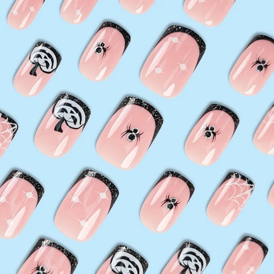 Black Edge French Wear Halloween Pumpkin Manicure Nails Cute Star Spider Nail Art Hot-Selling Cross-Border ABS for Fingers Good Vibrations