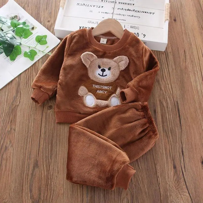 Baby Boys And Girls Clothing Set Tricken Fleece Children Hooded Outerwear Tops Pants 3PCS Outfits Kids Toddler Warm Costume Suit Good Vibrations