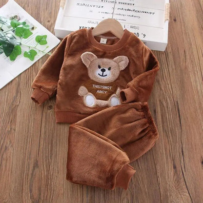 Baby Boys And Girls Clothing Set Tricken Fleece Children Hooded Outerwear Tops Pants 3PCS Outfits Kids Toddler Warm Costume Suit Good Vibrations