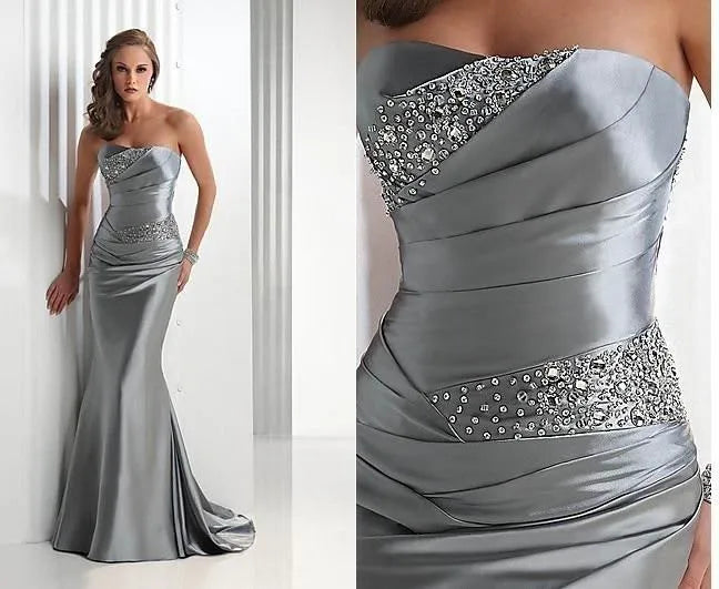 Mermaid Bridesmaid Dresses 2020 Long Silver Gray  Corset Brides Maid Dress High Quality Good Vibrations