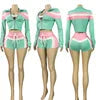 Custom Logo Women Set Short Pants and Sports Bra Crop Jacket Tracksuit Loungewear Women 3 Piece Shorts Pants Set  for Elasticity Good Vibrations