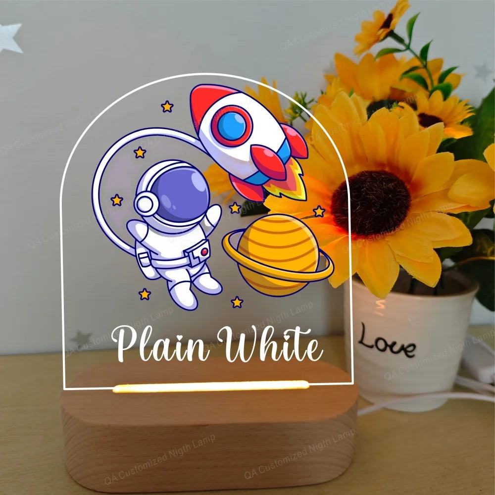Space Astronaut Night Lamp Personalized Baby Birthday Gift Night Light Present for Birthday New Year Christmas Good Vibrations