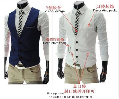 New Arrival Dress Vests For Men Vest Slim Fit Mens Suit Vest Male Waistcoat Gilet Homme Casual Sleeveless Formal Business Jacket Good Vibrations