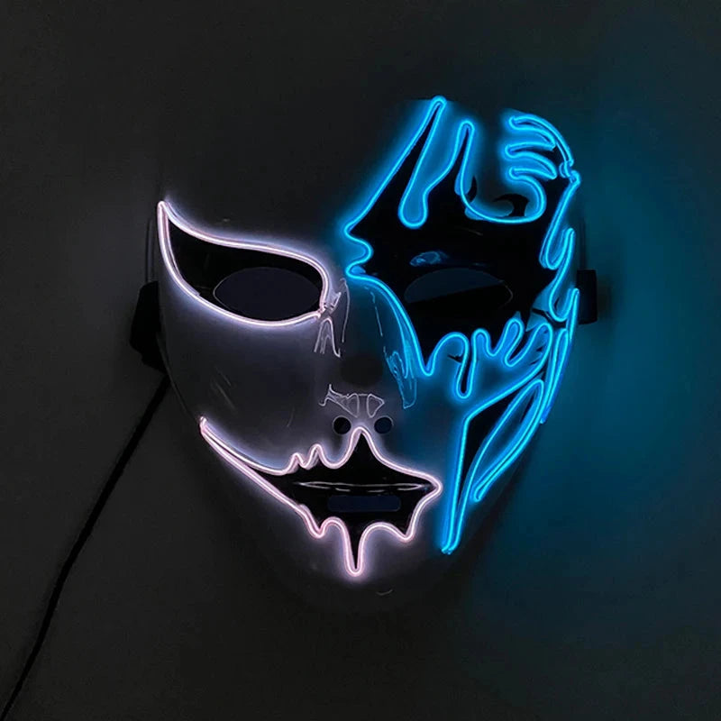 Halloween Carnival Party Costume Decoration Luminous LED Mask Halloween Mask LED Maske Light Up Party Masks for Glow Party Good Vibrations