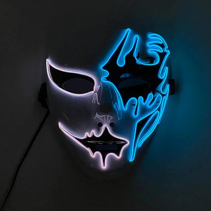 Halloween Carnival Party Costume Decoration Luminous LED Mask Halloween Mask LED Maske Light Up Party Masks for Glow Party Good Vibrations