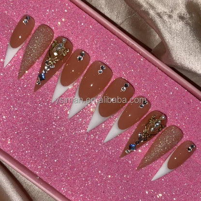 High Quality Multiply Designs 3D Handmade Customize Salon Press on Nails Acrylic Materials Set Good Vibrations