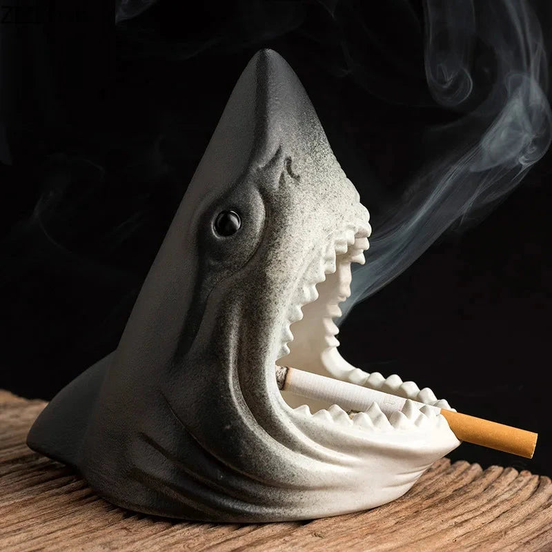 European Creative Shark Storage Ashtray Crafts Living Room Entrance Office Decoration Accessories Car Ashtray Gift for Boyfriend Good Vibrations Adult Super Store