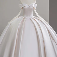 Luxury Satin Wedding Dress Court Train Elegant Boat Neck Princess Wedding Gown Plus Size Custom Made Sfy42 Good Vibrations
