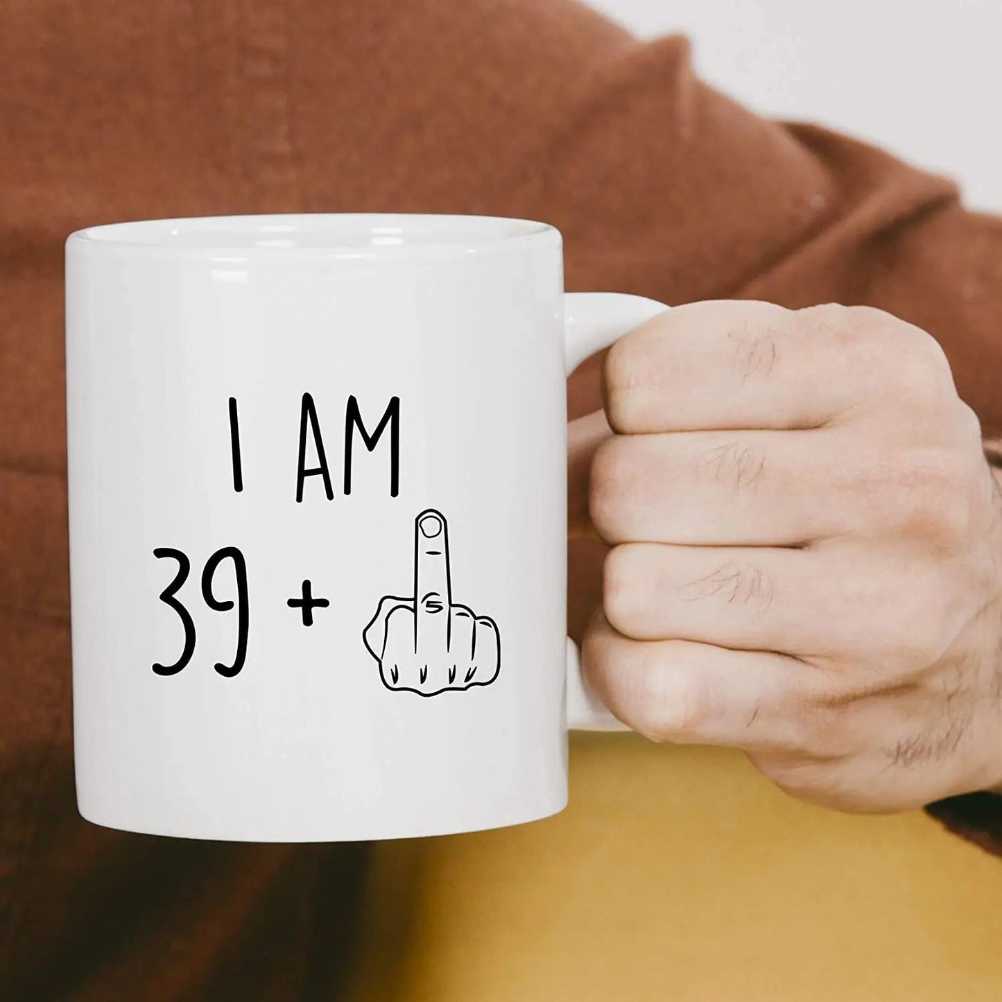 40th Birthday Gift for Men Women I Am 39 Plus Middle Finger Funny Gag Gift Ideas Coffee Mug Tea Cup for Him Her Good Vibrations