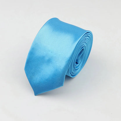 Tie for Men Solid Color Slim Necktie Polyester Narrow Cravat Blue Purple Gold Pink Formal Ties Fashion Daily Shirt Accessory Good Vibrations