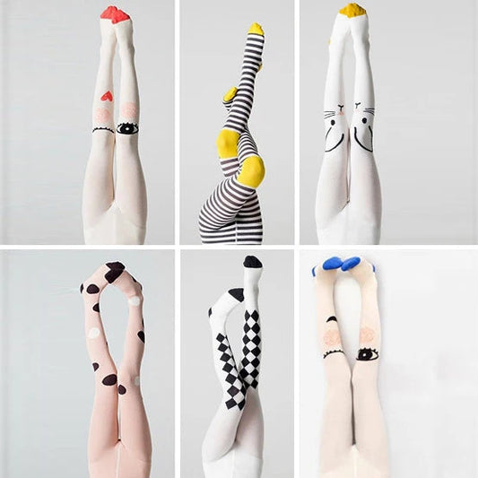 YWHUANSEN Spring Children Tights Cartoon Cat Baby Girl Pantyhose Cotton Knitted Cotton Cute Kids Stocking Baby Pantyhose Tights Good Vibrations