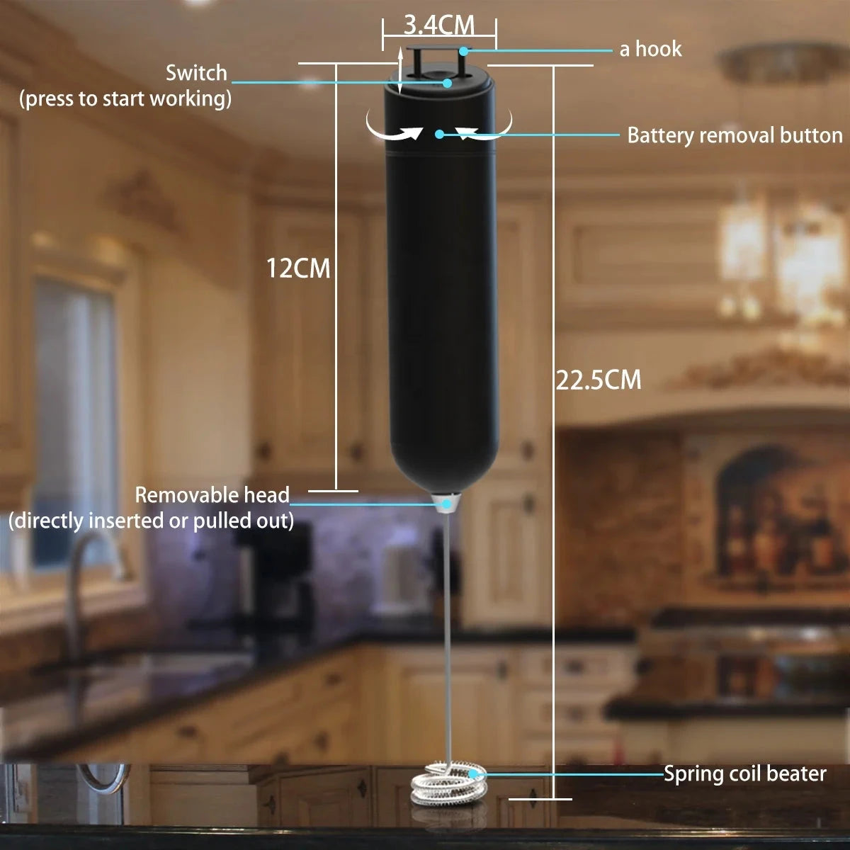 New Products 2023 Kitchen Gadgets Electric Milk Drink Frother AA Battery Powered Handheld Electric Whisk Coffee Mixer for Milk Good Vibrations