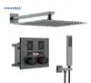 Luxury Black Brass 2 Function Button Touch Digital Shower System Bathroom Thermostatic Hot and Cold Concealed Shower Mixer Set Good Vibrations