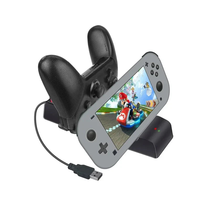 Charging Dock Station Stand For Nintend Switch NS /Switch Pro/ Switch Lite Mini Controller Charger Chage With 8 Game card Slots Good Vibrations