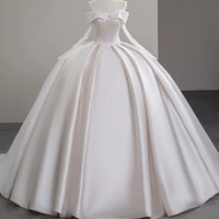 Luxury Satin Wedding Dress Court Train Elegant Boat Neck Princess Wedding Gown Plus Size Custom Made Sfy42 Good Vibrations