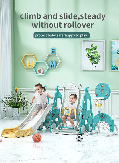 6 in 1 Indoor Playground Set for Children HDPE/PE Swing and Slide Toys Baby Playhouse with Indoor Slide and Swing Features Good Vibrations