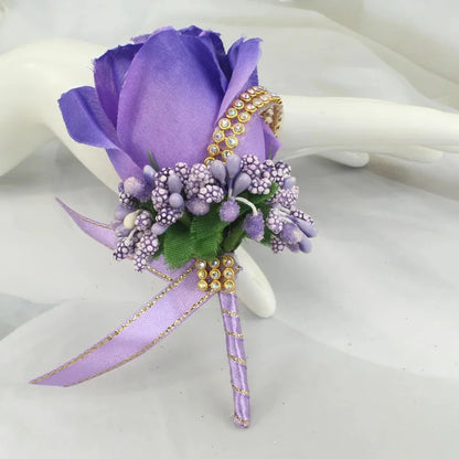 Meldel Wedding Corsages and Boutonnieres Artificial Roses Silk Groom Boutonniere Flower Groomsman Buttonhole Mariage Accessories Good Vibrations