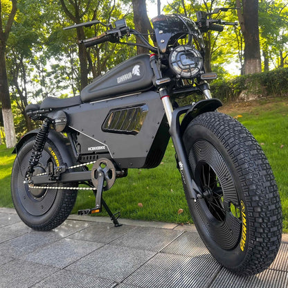 USA Warehouse HCBK-SS10 Original 60V50AH Black Warrior Electric Bike, New LED Armor, 130km Long Range Electric Bike Good Vibrations