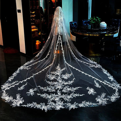 S7692F   Hot -selling Bride Is Married to Super Fairy Long Tail  Advanced Face Long Bridal Veils Elegant Good Vibrations