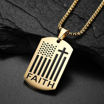 Bible Cross Necklace Dog Tag Pendant Inspiring Strengthening Courage Scripture Necklaces for Men Religious Jewelry Good Vibrations