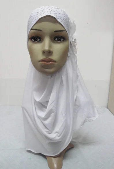Single-piece Malay Veil Set Hijab Scarf Muslim Womens With Flower Ironed and Diamond Good Vibrations