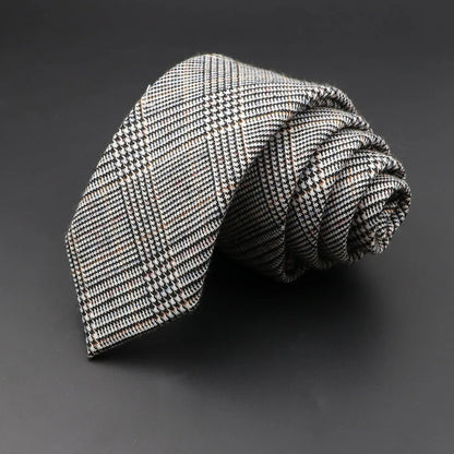 Mens Ties 6cm Classic Cotton Handmade Skinny Grey Plaid Neckties Striped Narrow Collar Slim Cashmere Casual Tie Accessories Gift Good Vibrations