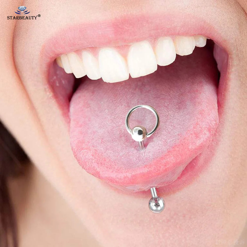 Sexy Genital Spider Moon KISS Rose Tongue Piercing Heart Balls Surgical Stainless Steel Tongue Rings Daisy Tounge Rings Jewelry Good Vibrations Adult Super Store