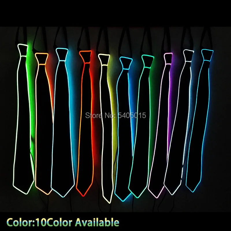 Flashing Neon Light LED Tie Halloween Christmas Dance Supplies Wedding Performance Decoration Luminous EL Wire Necktie Good Vibrations