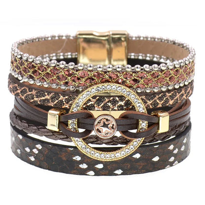 Charm Leather Bracelets For Women Trendy Boho bracelet Multilayer Wrap Bracelet women Female Jewelry Good Vibrations