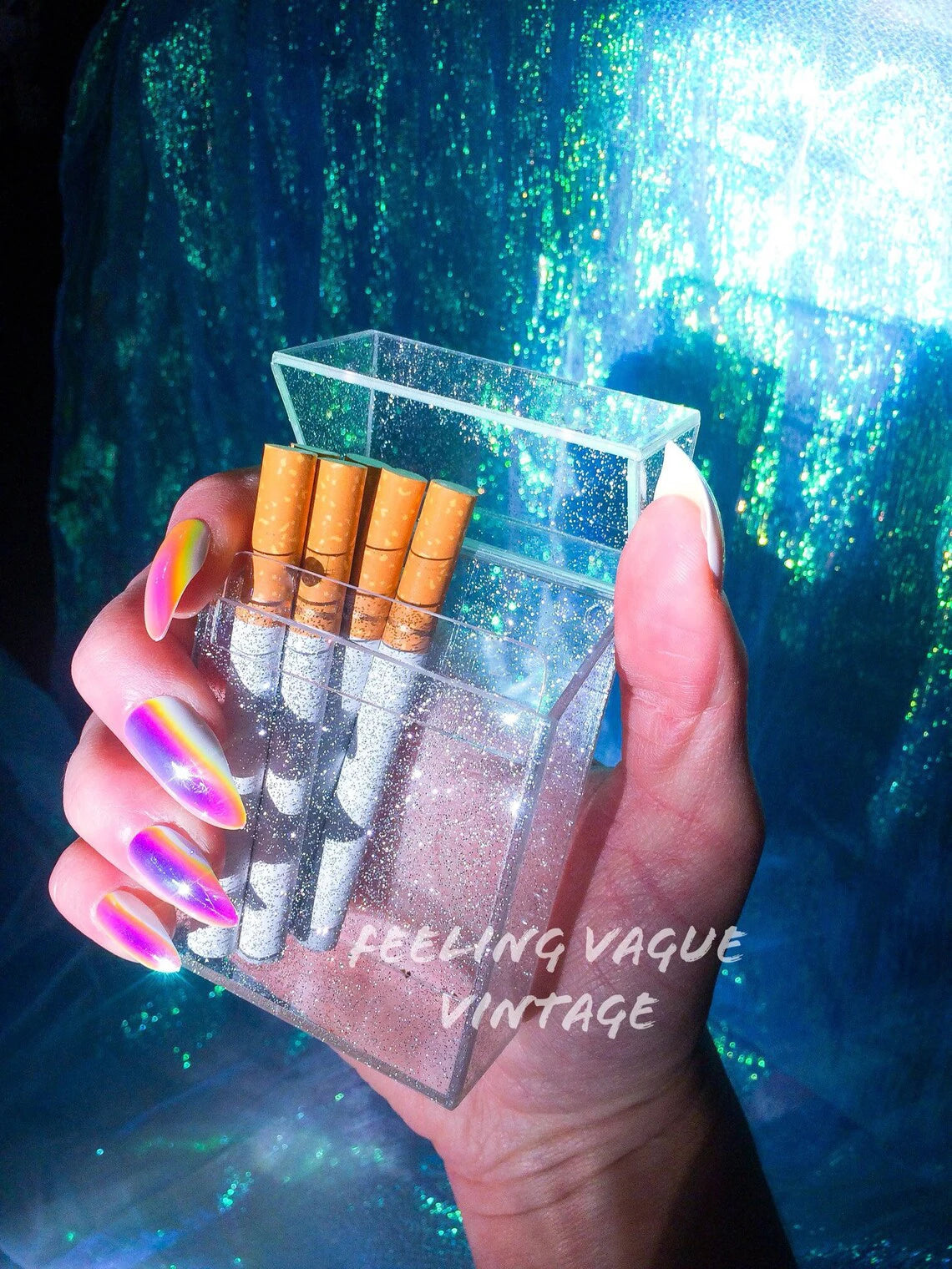 Glitter Cigarette Box Case for 20 pcs King Size 84mm Cigarette Smoking Accessory Good Vibrations Adult Super Store