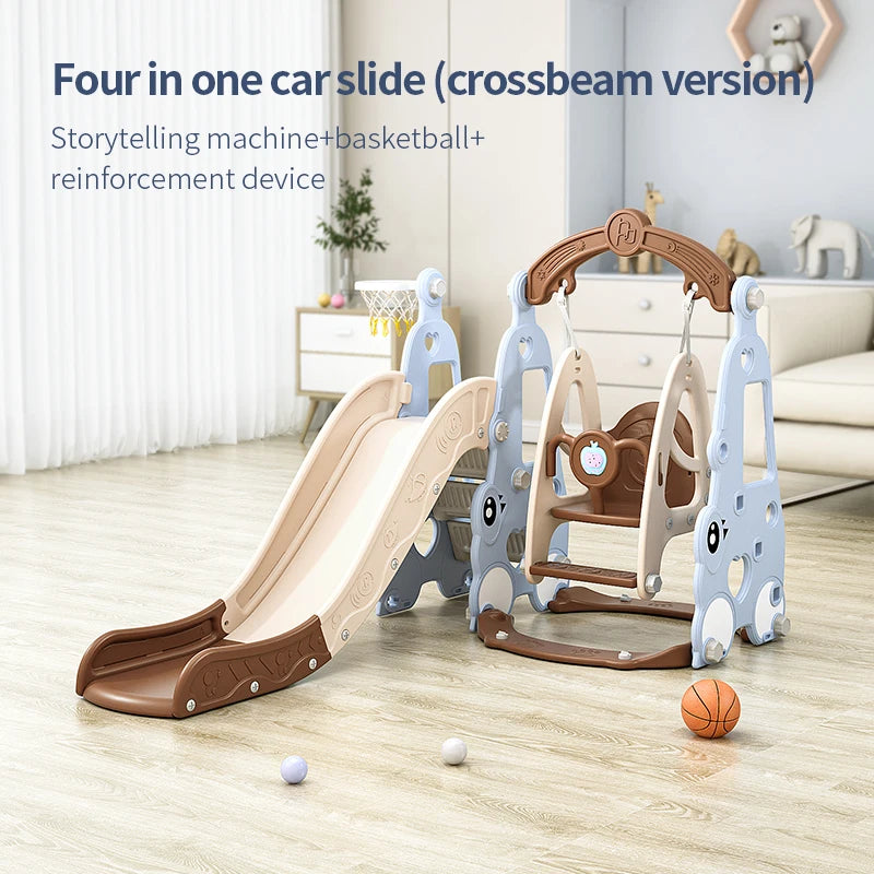 Indoor 6-in-1 Plastic Swing and Slide Set for Kids PE Baby Climbing Equipment Kindergarten Daycare Playhouse Good Vibrations