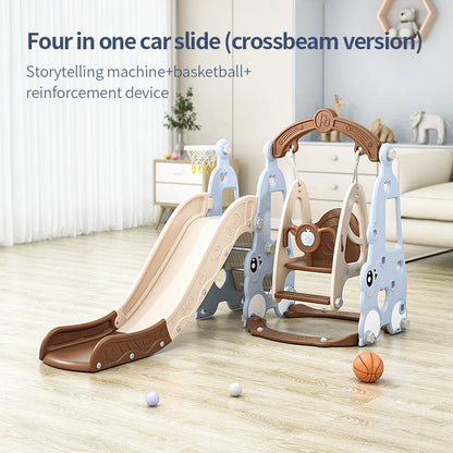 Indoor 6-in-1 Plastic Swing and Slide Set for Kids PE Baby Climbing Equipment Kindergarten Daycare Playhouse Good Vibrations