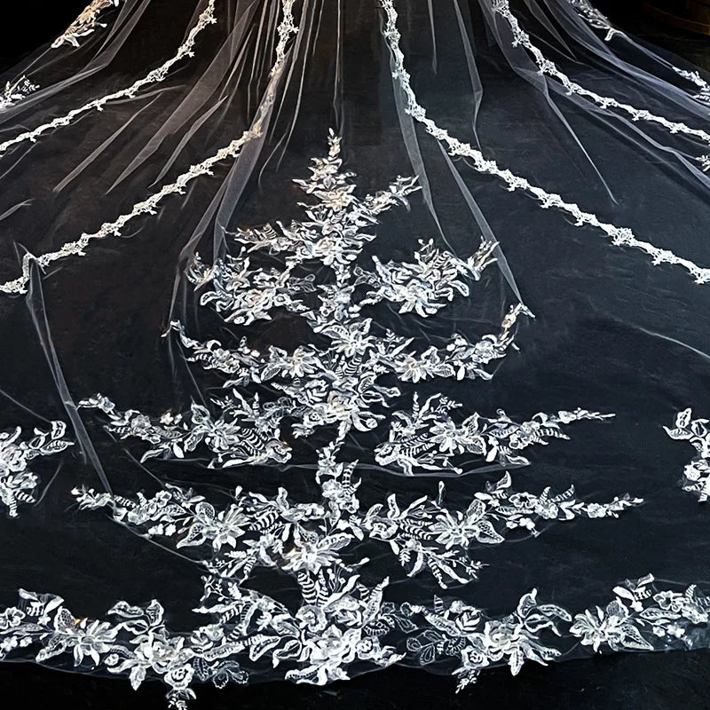 S7692F   Hot -selling Bride Is Married to Super Fairy Long Tail  Advanced Face Long Bridal Veils Elegant Good Vibrations