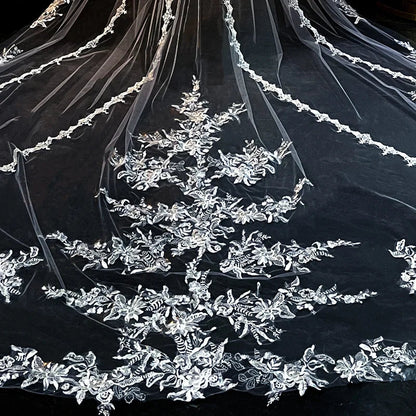 S7692F   Hot -selling Bride Is Married to Super Fairy Long Tail  Advanced Face Long Bridal Veils Elegant Good Vibrations