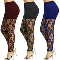 Size 4XL Leggings for Women High Waist Pencil Pants Skinny Lace Hollow Out  Floral Tight Trouser Casual Women Homewear Good Vibrations