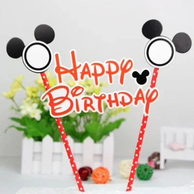 Birthday Candle Mouse Party Decorations Number Candle Cake Toppers Decorations for Home Kids's Gift Candle DIY Cake Flags Good Vibrations