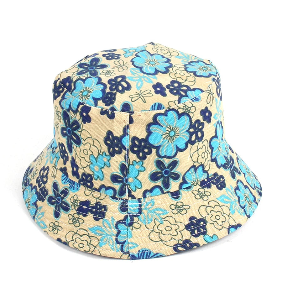 22 Colors Printed Bucket Hat Unisex Ins Trend Flat Top Outdoor Fisherman Hats Men Sunshade Caps Summer Travel Sun Cap Wholesale Good Vibrations