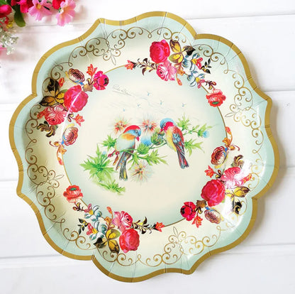 Retro Floral Chinese Style Blue and White Porcelain Paper Plate Party Plates Wedding Lace Dish Disposable Plate 1PC Tablecloth Good Vibrations