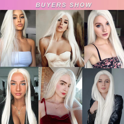 I's a wig Long Straight White Cosplay Wigs Synthetic Wigs for Women 60 613 Blonde Grey Pink Black Color for Daily Party Lolita Good Vibrations