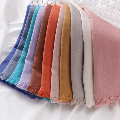 High Quality Viscose Cotton Hijab Shawls Plain Tassels Polyester Veils for Hijab Ladies Good Vibrations